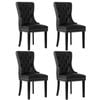 Oikiture 4x Dining Chairs Upholstered French Provincial Tufted PU Leather Black
