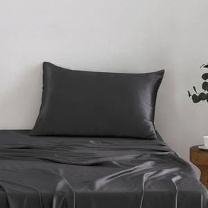 Natural Home Luxe Mulberry Silk Pillowcase 25 Momme Standard Pillowcase 48 x 73cm - Charcoal