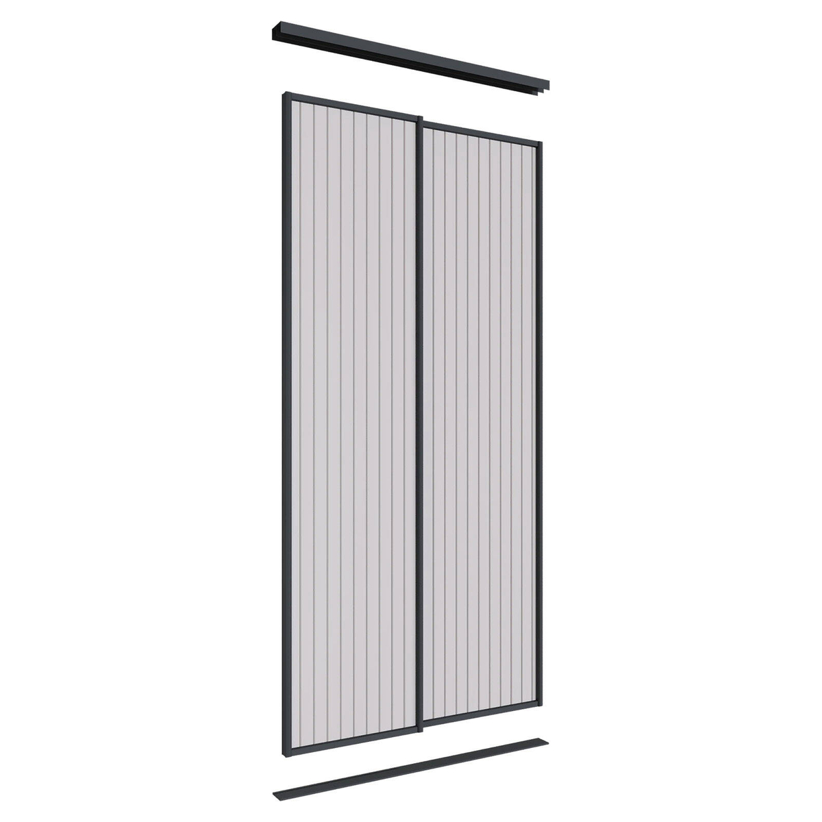 Lugna 2400 x 1200mm Black VJ Panels Wardrobe Double Sliding Doors ...