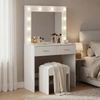 Oikiture Dressing Table Stool Set Makeup Mirror White 140.5cm
