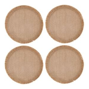 4pc Mikasa Round Hessian Placemat Set Natural 38cm
