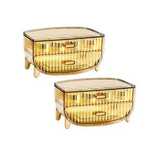 SOGA 2X 2 Tier Golden Yellow Multifunctional Countertop Storage