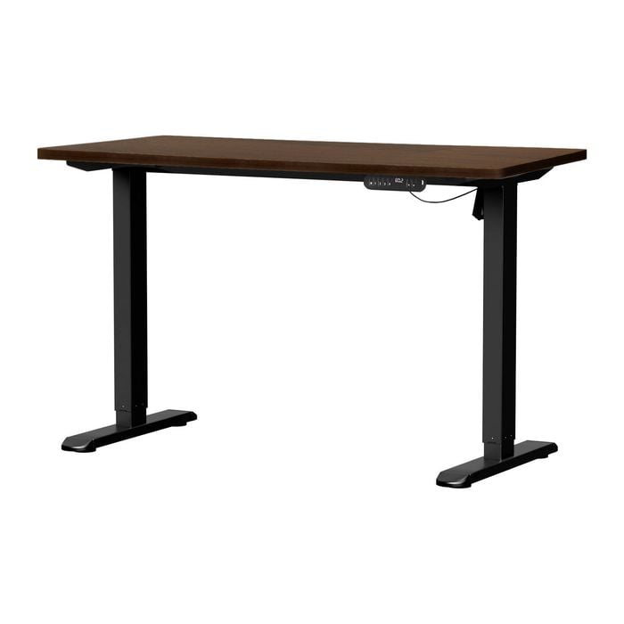 Oikiture Electric Standing Desk Single Motor 140CM Walnut Tabletop