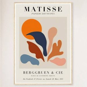 Galrie Coral Over Sun Print by Henri Matisse - Modern Art Decor for Your Home, Wood Frame, A0 84 x 119cm (33 x 47inch)
