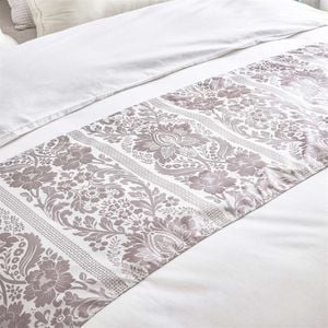 CottonMore Jacquard Pattern Home Bed Runner Decor Queen King Light Purple 50cm x 240cm