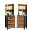 Advwin 2x LED Bedside Table with Charging Station, 3 Drawers 4 Shelves Tiger