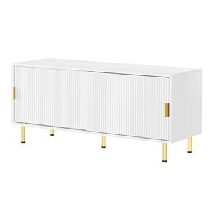 Levede 120CM  Textured TV Cabinet with Sliding Door White