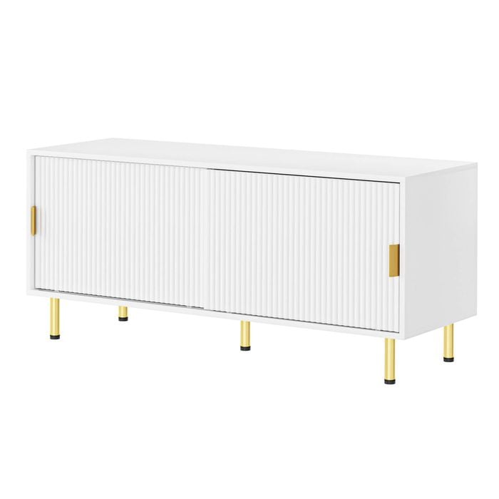 Levede 120CM  Textured TV Cabinet with Sliding Door White