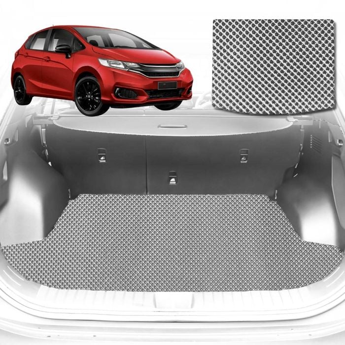 6D Diamond Car Boot Mat for Honda Jazz (FIT GK/GH/GP)2014-2021-Cargo Mat-Grey-Outback GT