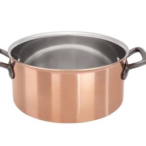 Matfer Bourgeat Copper Casserole - 280mm, Stainless Steel Interior, Cast Iron Handle