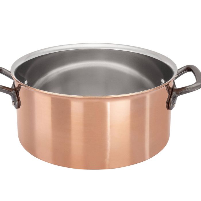 Matfer Bourgeat Copper Casserole - 280mm, Stainless Steel Interior, Cast Iron Handle