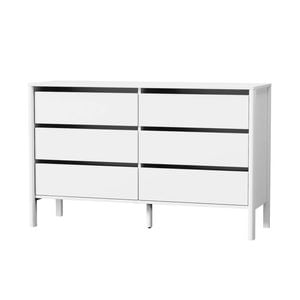 Oikiture 6 Chest Of Drawers Dresser Lowboy Storage Handle-Free Bedroom White