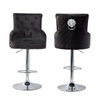 P&P Black Velvet 360° Swivel Bar Stool With Lion Head Detail And Adjustable Height