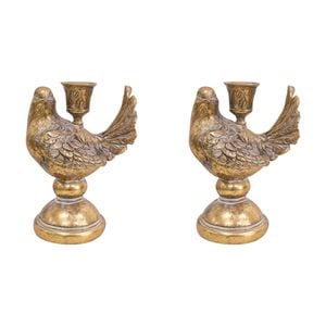 2PK LVD Candle Holder Bird Decorative Home Decor Ornament Statue 12x16.5cm