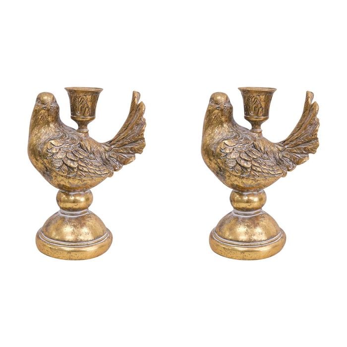 2PK LVD Candle Holder Bird Decorative Home Decor Ornament Statue 12x16.5cm