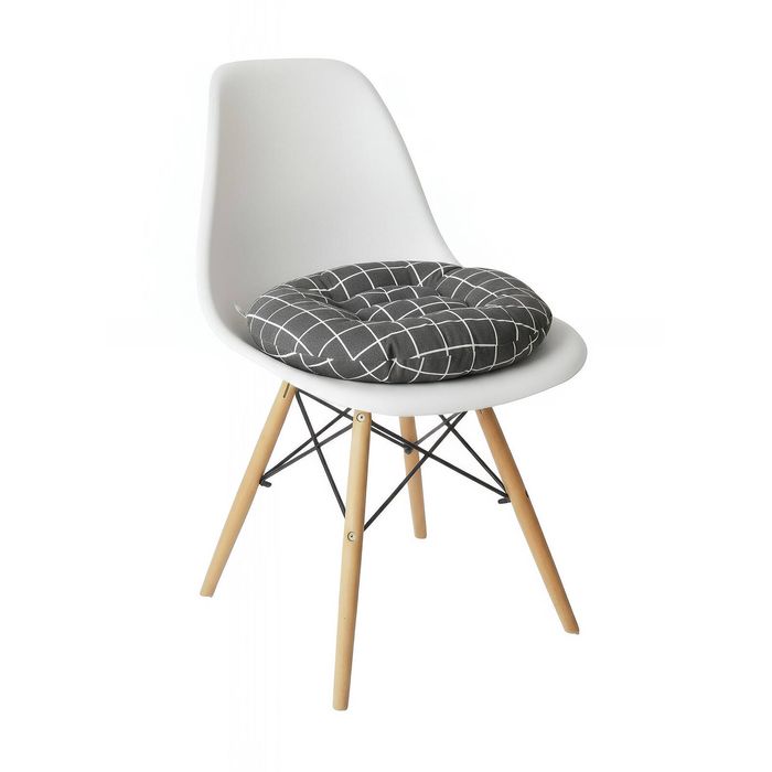 Anypillow Black Grid Pattern Chair Pad – Soft Seat Cushion