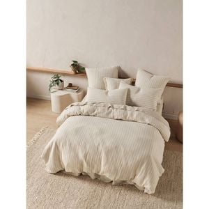 Linen House King Majorca Natural Bedroom Cotton Quilt Cover Set