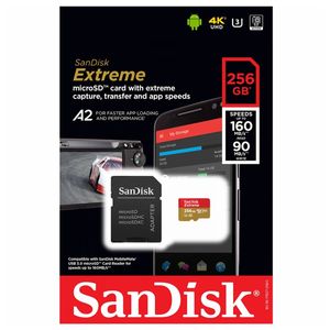 Sandisk Extreme Micro SDHC 256GB 160MB/S R, 60MB/S W, V30, U3, C10 Micro SD Card