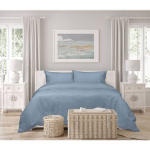 Algodon King Romy Cotton Quilt Cover/Pillowcase Set - Blue