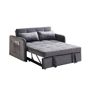Matilda Convertible Velvet Sofa Bed With Usb Charger & Cushions