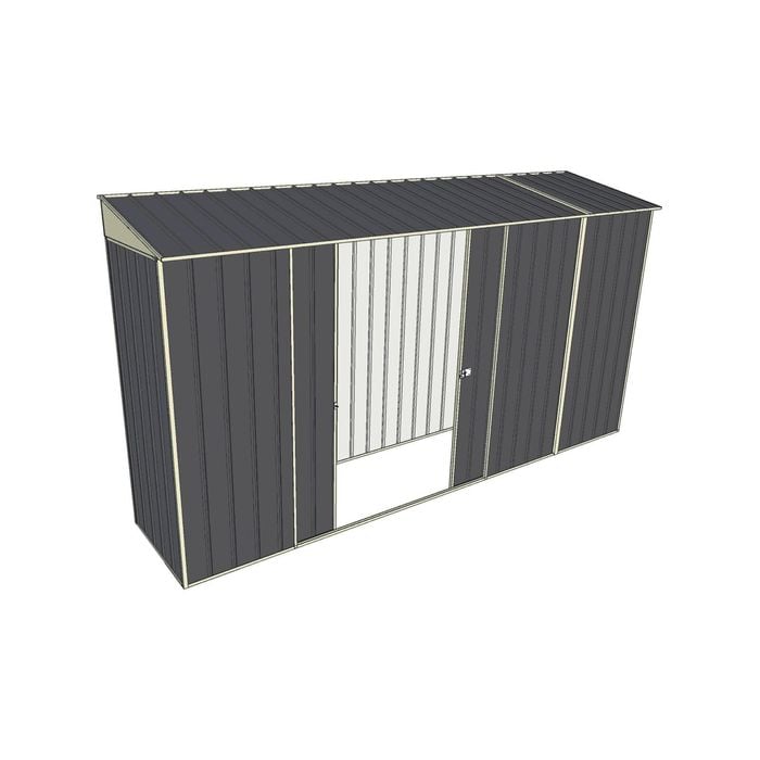 Build-a-Shed 0.8 x 3.7 x 2m Skillion Double Sliding Side Door Shed - Grey