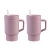 2pk Melii Silicone Toddler Easy-grip Handle Tumbler With Straw Pink 265ml