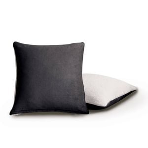 Gioia Casa Twin-Pack Teddy Sherpa European Pillowcases – Reversible, Zipper Closure, Machine Washable (65x65cm, Charcoal)