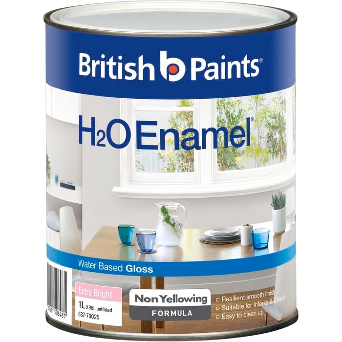 British Paints Extra Bright Gloss H2O Enamel Paint - 1L