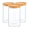 Argon Tableware Glass Storage Jar - Cork Lid - 1l - Modern Round Scandi Organisation Container Glass Jar - Set Of 3