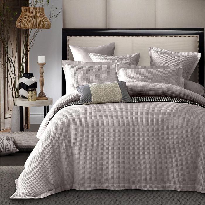 CottonMore 100% Premium Cotton Light Mocha Colour Waffle Quilt Cover Set - Single