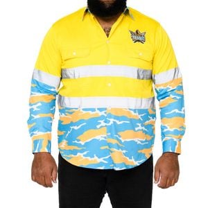 NRL Titans 'Camo' Hi-Vis L/S Cotton Drill Shirt - Small