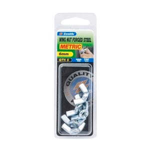 Zenith 6mm Zinc Plated Forged Steel Wing Nut - 5 Pack