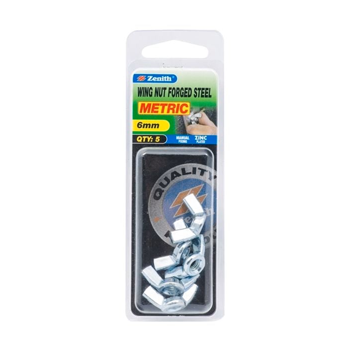Zenith 6mm Zinc Plated Forged Steel Wing Nut - 5 Pack