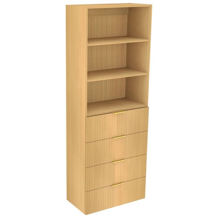 Lugna 2048 x 750 x 380mm Sand Ready To Assemble Robe Insert 2 Shelf 4 Drawer Unit