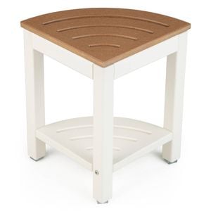 Costway 2-Tier Shower Bench Side Table Waterproof Stool Nightstand Brown