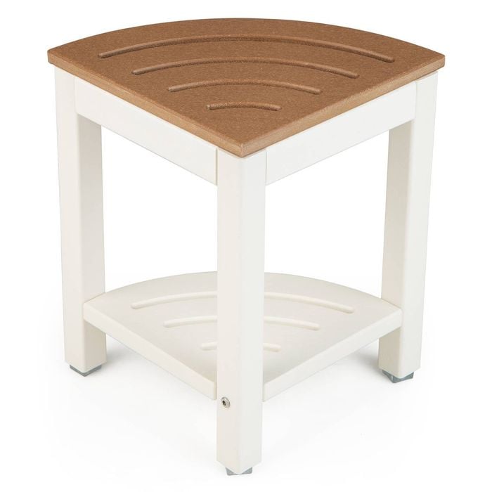 Costway 2-Tier Shower Bench Side Table Waterproof Stool Nightstand Brown