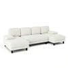 Advwin 280cm 4 Seater Sectional Sofa Corduroy Fabric U Shape Couch Modern Sofa Couch with Double Chaise Beige