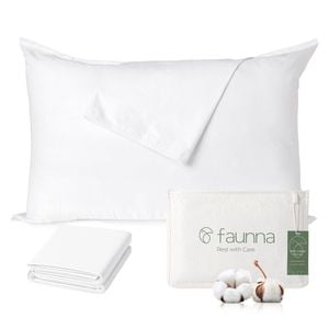 FAUNNA 100% Cotton Pillow Protectors Queen 2pcs