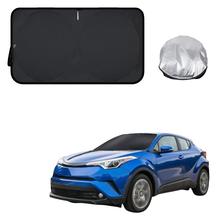 Front Windscreen Sun Shade for Toyota C-HR 2017 - 2023 AX10, AX50, Facelift - Standard 150 x 85 cm - Black