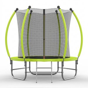 Advwin 8FT Trampoline Outdoor for Kids w/Safety Enclosure Net, Ladder, Max Limit 150 kg，Green
