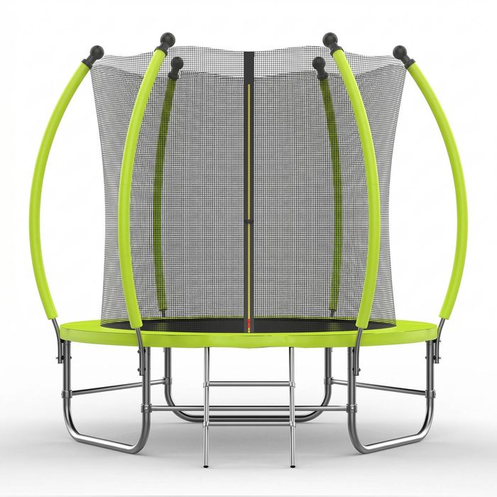 Advwin 8FT Trampoline Outdoor for Kids w/Safety Enclosure Net, Ladder, Max Limit 150 kg，Green