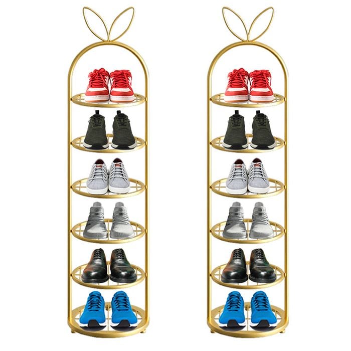 SOGA 2X 6 Tier Bunny Ears Gold-Plated Metal Shoe Organizer