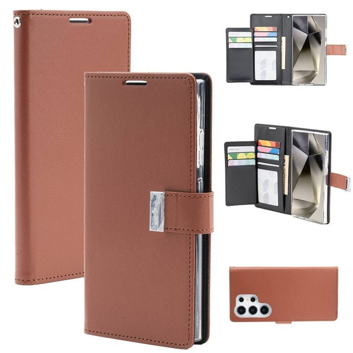 Goospery Rich Diary for Galaxy S24 Ultra - Brown