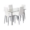 Costway Dining Table Chairs Set Indoor Tempered Glass White