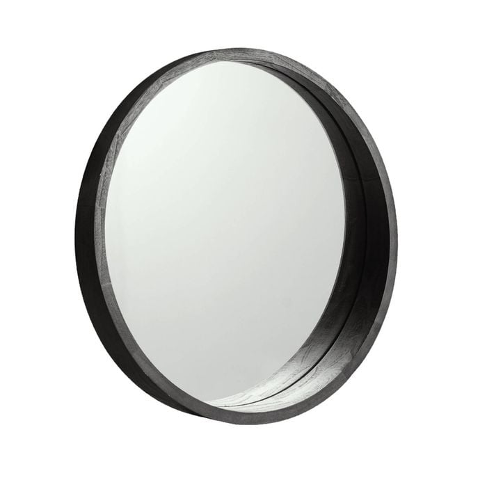 Furb Wooden Wall Mirrors Flat Round Makeup Mirror Bathroom Home Decor 60CM