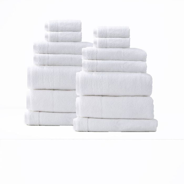 14pc Renee Taylor Aireys 650GSM Zero Twist Towel Set Snow