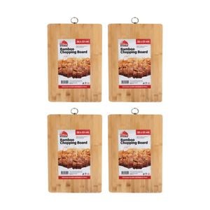 4PK Culinary Kitchen Rectangular Bamboo Chop Board W/ Hook 32x22cm