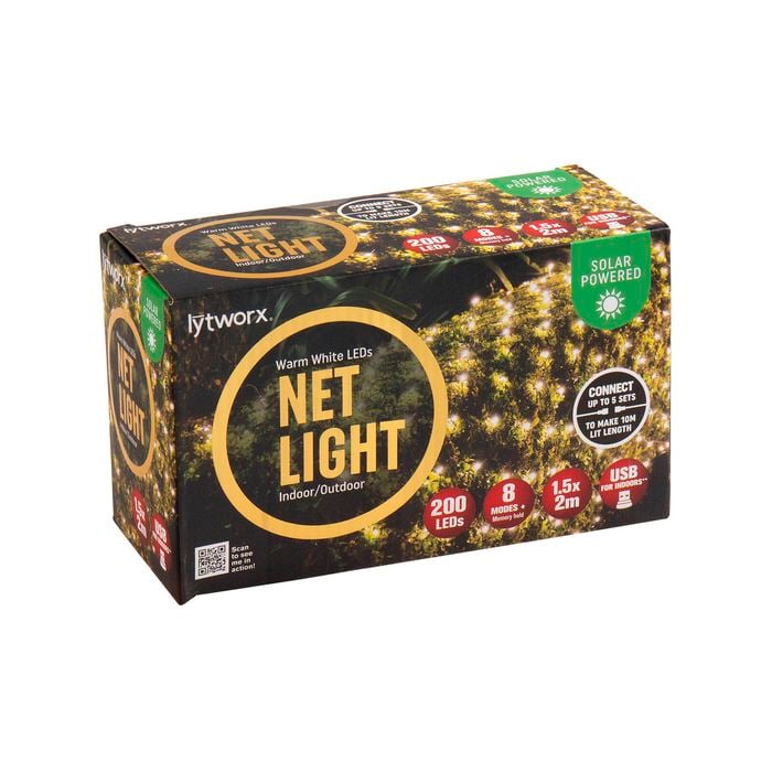Lytworx Warm White Solar/USB Connectable Net Lights