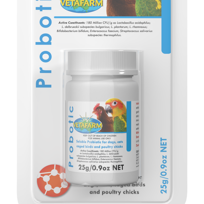 Vetafarm Soluble Probotic for Caged Birds Dogs & Cats 25g