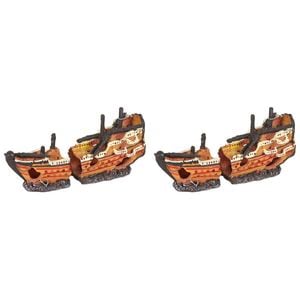 2PK Dudley's World Of Pets Aquarium/Fish Tank Resin Shipwreck Decor 21cm